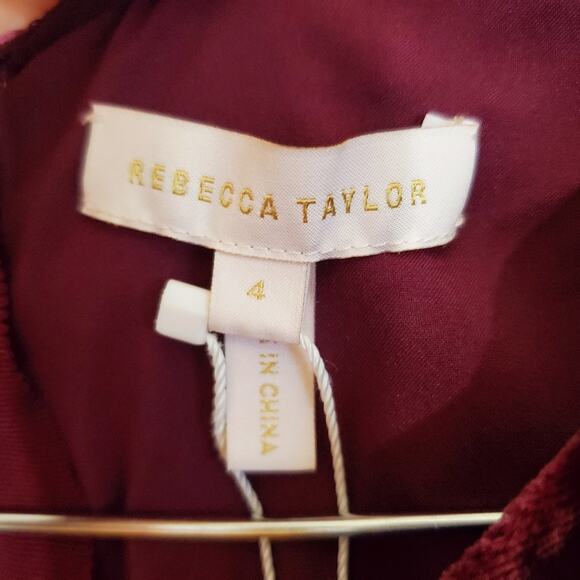 Rebecca Taylor Bordeaux Velvet Jumpsuit - Picture 7 of 9